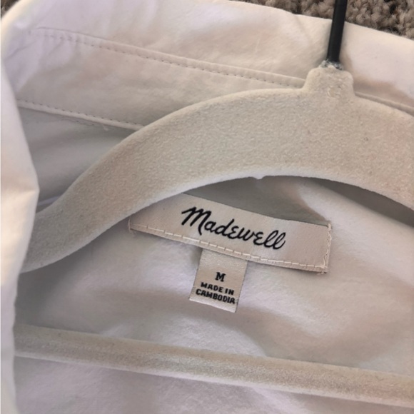 Madewell Signature Poplin Oversized Shirt, white button up blouse, M - Picture 8 of 9